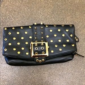 BESSO Genuine leather gold studded  clutch